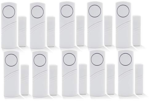 Magnetic Door/Window Alarm Doorbell, Wireless Security sensor Burglar Alarm System Loud 90 dB, Shed Garage Vibration Entry Warnning Detector, for Office/School/Hote/Hom/Store Security (10)