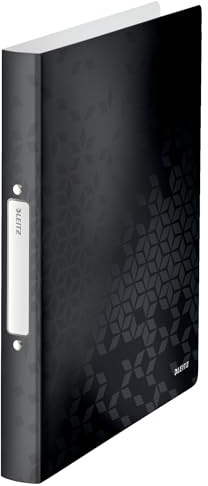 Leitz 2 Ring Binder, Holds up to 190 Sheets, Wow Range, 25 mm Spine, 42570095 - A4, Black