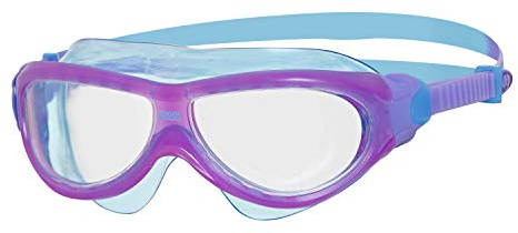 Zoggs Phantom Junior Swimming Goggles, UV Protection Swim Goggles, Quick Adjust Children’s Goggles Straps, Fog Free Clear Swim Goggle Lenses, Swimming Goggles Kids 6-14 Years, Clear, Purple/Blue