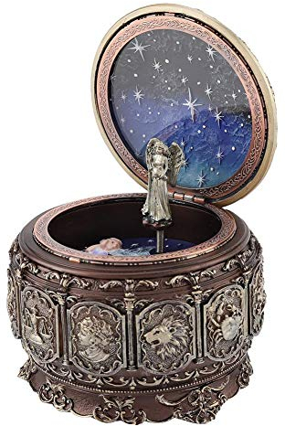MAGT Boîte à Musique 12 Constellations, Boite a Musique Vintage avec 12 Constellations Déesse Tournante Lumière LED Scintillante (Verseau)