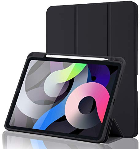 Case for iPad Air 11 Inch 2025 M3/2024 M2/Air 7 6 5 4 Generation (2025/2024/2022/2020) 10.9 Inch with Pencil Holder, Smart Stand Cover, Supports Apple Pencil Charging, Auto Wake/Sleep - Black
