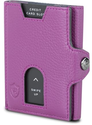 VON HEESEN Slim Wallet mit Münzfach & RFID Schutz - Leder Geldbörse Herren klein - Mini Geldbeutel Damen Portmonee - Kartenetui Echtleder Karten Portemonnaie - Kreditkartenetui Pink