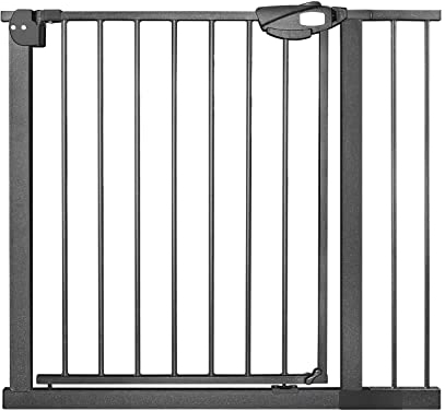 UISEBRT Treppenschutzgitter Ohne Bohren Türschutzgitter Kinder Treppengitter Türgitter Baby, 85-95cm breit, Selbstschließend, Einhändiges Öffnen Metall Gitter, Schwarz