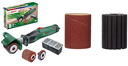 Bosch ponceuse multifonctions Texoro (250 W, 3 accessoires, coffret d’accessoires, dans carton) & Lot de porte-outil et manchon abrasif - Accessoire pour PRR 250 ES Noir