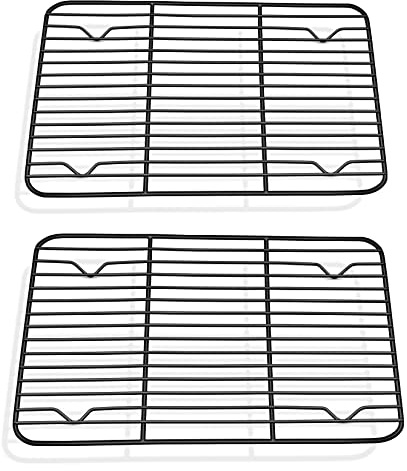 P&P CHEF Cooling Baking Rack Pack of 2, Stainless Steel Cooling Racks for Cooking Baking Roasting Grilling Drying, Dense Wires & Smooth Edge, Easy to clean, Black, 9.7 x 7.3
