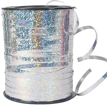 457,7 m silbernes Ringelband zum Basteln, schillerndes Kräuselband für Ballonschnur, glänzendes Metallband zum Verpacken von Geschenken, Floristenblumen