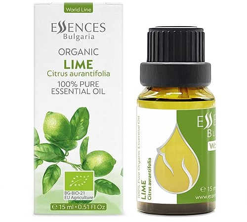 Essences Bulgaria Bio-Limette Ätherisches Öl 15ml | Citrus aurantifolia | 100% Naturrein | Unverdünnt | Therapeutischer Grad | Aromatherapie | Kosmetik | Tierversuchsfrei | Gentechnikfrei | Vegan