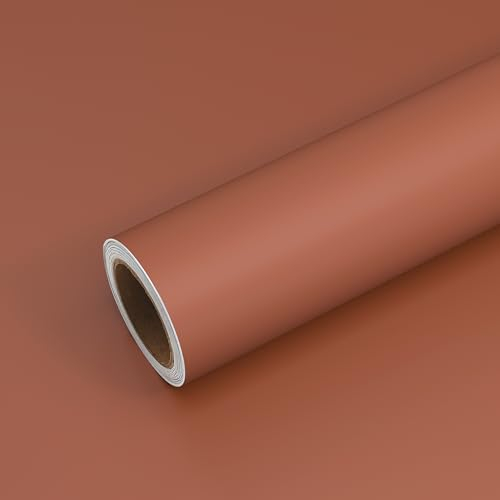 VEELIKE Papier Peint Orange Brûlé Vintage Papier Adhesif pour Meuble Papiers Peints Adhesif Mural Salon Épaissir Stickers Meubles Deco Chambre Papiers Peints Cuisine Lavable Salle de Bain 40cm×300cm