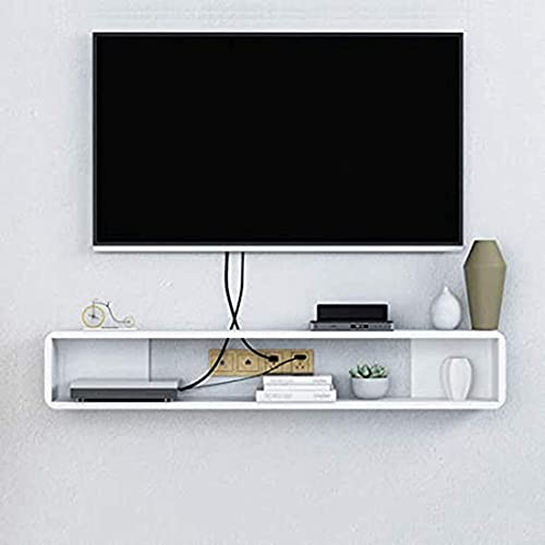 Generisch Modernes schwebendes Regal, hölzerne Wandkonsole, Medienkonsole für Set-Top-Box, Router, DVD-Aufbewahrungsregal, Wohnzimmerdekoration/weiß / 1 m (weiß 0,6 m)