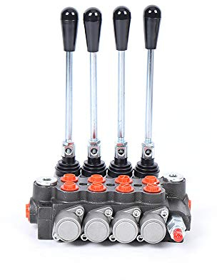 4 Spulen P40 Hydraulisches Wegeventil, Hydraulik Steuergerät Hydraulische Gerätebetätigung Mehrwegeventil Einstellbar mit Roter Staubschutzstopfen