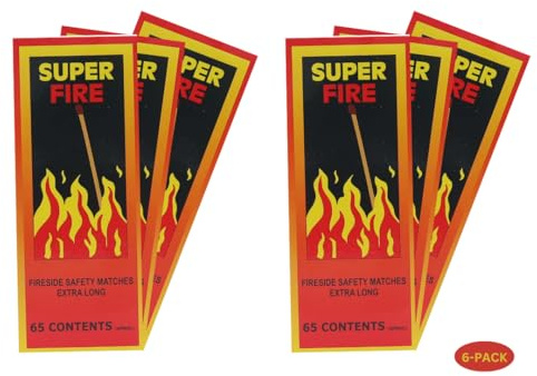 STL (390 Matches) Super Fire Extra Long Safety Matches - 15cm Matches for Wood Burners, BBQs, Fire Pits, Stoves & More - 65 Matches per Box - Premium Quality & Safe Ignition (6 BOXES)