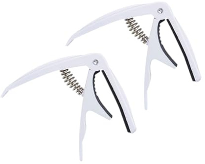Gitarren Capos aus Abs, Weiß, Spannungsverstellbar | Akustikgitarre und Ukulele, Leicht zu Befestigen, Metallfeder, 2 Stück