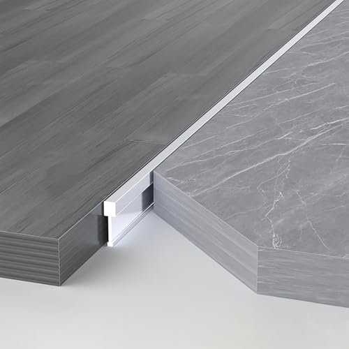 Raouoae Profilé De Transition En T En Aluminium Pour Portes, 2 Pièces De 125cm, Bordure De Sol Pour Carrelage Et Parquet, Finition Sans Couture, Adapté Pour Sols Stratifiés Et Carrelés(Silber,Breite: