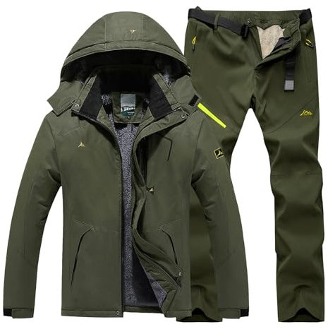 Generisch Skibekleidung Herren Komplettset, Schneeanzug 2 Teilig - Jacke und Hosen Tracksuit Winter Skijacke Wasserdicht Skianzug Warme Winddicht Skibekleidung mit Kapuzen Schneemantel