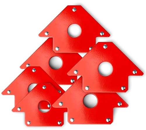 Wiltec Kit 6x Aimants de soudure avec Force de maintien de 11 kg/20 kg/32 kg, Équerre magnétique compacte, 45°, 90°, 135°, Positionneurs de soudage