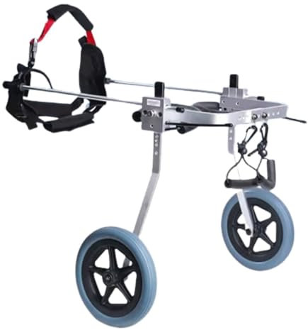 KHLMSRXJ Mobiler Haustierrollstuhl, Aluminium, 2-Rad-Hundewagen, Verstellbarer Hunderollstuhl, Hinterbein-Rehabilitationstraining, Haustierrollstuhl