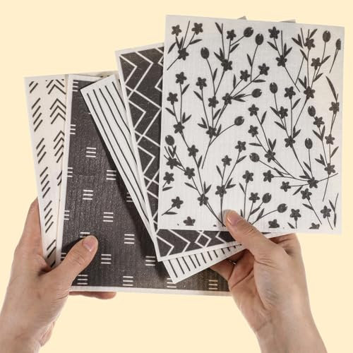 Ptwola 5 Pcs Swedish Kitchen Dishcloths Cellulose Cloths Washable Dish Rags Eco-Friendly No Odor Reusable Cleaning Hand Towels Non-Scratch Absorbent Counter Wipes Replace Paper Sponges
