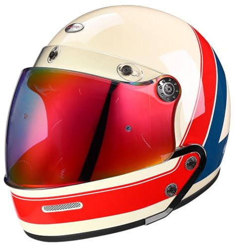 Motorradhelm Jethelme Rollerhelm ECE/DOT Zugelassen Retro Halbschalenhelm Mit Sonnenvisier Halbhelme Motorrad Helm Mit Abnehmbarem Kinnschutz 17,M:57-58CM
