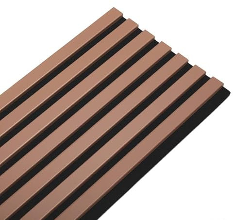 DECOON Panneau Mural Acoustique tasseaux Bois 250 x 30 x 1,9 cm - Terracotta/Feutrine Noir - 0,75m²