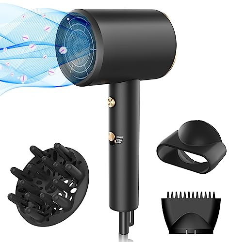 Travel Hair Dryer with Diffuser, Professional Hairdryer Low Noise Lightweight, Fast Drying 1800W Motor for Curly and Straight Hair Low Noise/Lightweight/Mini, Great for Women and Men