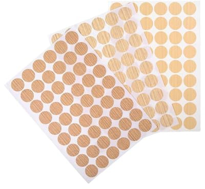 GAJUS Pegatinas para agujeros de tornillos, 162 hojas, 3 hojas, 21 mm, cubiertas para agujeros de tornillos de madera con tapa para tornillos para madera, armarios, muebles, armarios (roble claro)