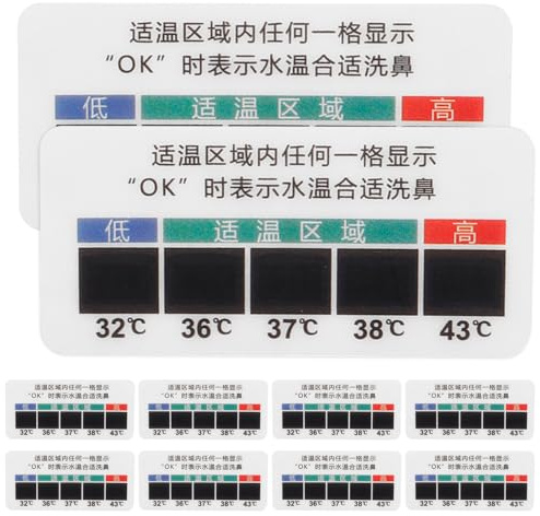 ERINGOGO 10 Stück Temperaturstreifen Flüssigkristall Pet Material Für Nasenspülflaschen Temperaturaufkleber Klebedesign Automatische Anzeige Kochsalzlösung Nasenreinigung