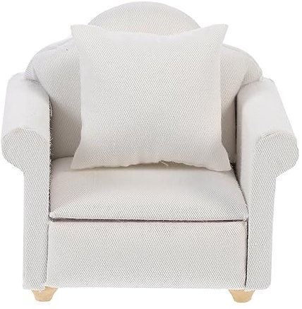 BESPORTBLE Miniatur Sofa Deko Realistisches Weißes Stoffsofa Für Puppenhaus Einzelsofa Modell Für DIY Projekte Und Miniatur Szenen