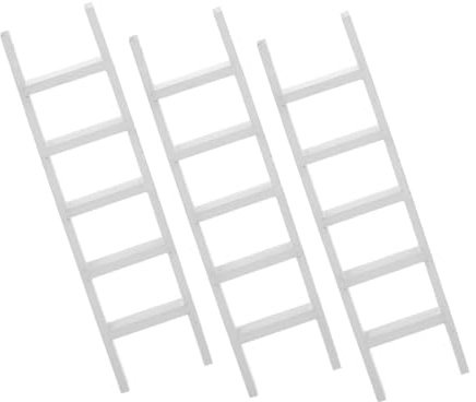 Milisten 3pcs Miniature Wooden Ladder for Dollhouse Scale Furniture Unfinished Wood Ladder for Dollhouse Bathroom Decor Tiny Stairs for Mini House Accessories Play