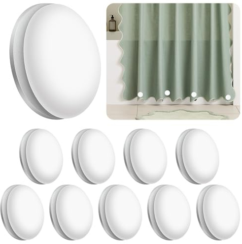 Culinavog 10 Pairs Shower Curtain Weights, Magnetic Curtain Weights Removable White, Drapery Weights Reusable Heavy, Plastic Covered for Outdoor, Tablecloths