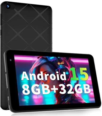 VASOUN Tablet 7 inch,Android 15 Tablets with 32GB+1TB Expand,5G WiFi(Black) | Five Core, IPS Screen,Dual Camera, Bluetooth, Lightweight Tablets PC,Type-C