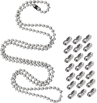 jojofuny Catenina in Acciaio Inox con Perline e Connettori Sfere per Creazione di Gioielli Fai da Te Collane con Targhetta per Cani Vuota
