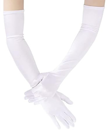 KIXZSAZ Elegante Lange Handschuhe für Damen, Accessoire für jedes Outfit, Exquisite Partyhandschuhe für Damen, Lange Abendhandschuhe, schöne Geschenke , Weiß