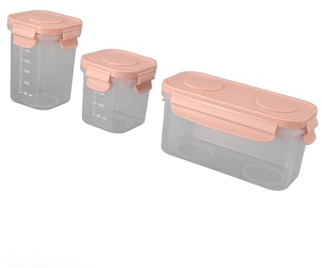 SIXRUN Contenedores de Almacenamiento de Alimentos para Bebés con Diseño de sello: 3 Frascos para Bolsas de Hielo para Aventuras Al Aire Libre (PINK)