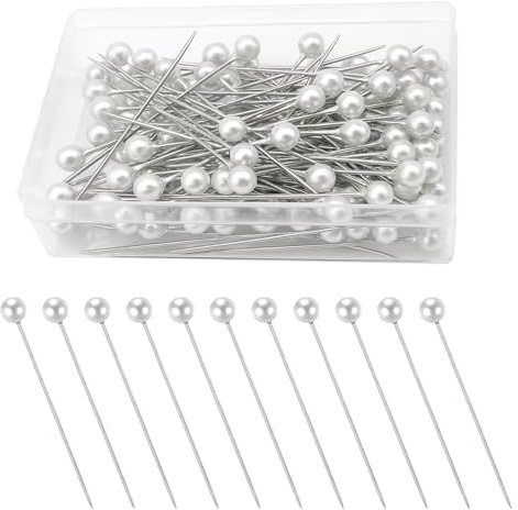 400 Stück Stecknadeln,Weiße Perlnadeln Mit Rundem Faux-Perlkopf,Gerade Stecknadeln Mit Kopf Für Nähen,Schneiderschmuck Und DIY-Kunsthandwerk.Ideal Für Hochzeitsdekorationen,Perleblumen Und Nähprojekte