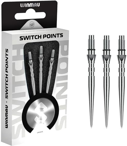 WINMAU – Brytarpunkter – kolstålspets – gängad mekanism för snabb ändring – 1 set per förpackning – spår silvereffekt 26 mm – professionella darttillbehör