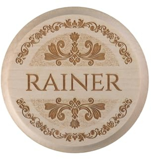 Krugdeckel aus Holz mit persönlicher Gravur, runder Maßkrug Deckel mit Motiv + Wunsch-Name (Motiv 5)