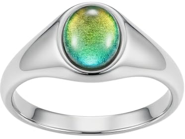 munone Anillo de estado de ánimo de 8 mm para mujeres y hombres, anillos de sello que cambian de color