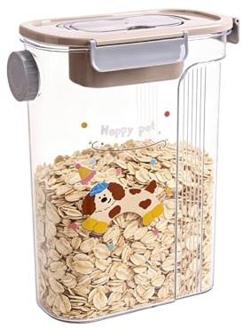 Generisch Recipiente para golosinas para perros – Recipiente lateral para pienso animal con vaso medidor | Recipiente de salida para golosinas para perros, para cereales, arroz, harina, encimera