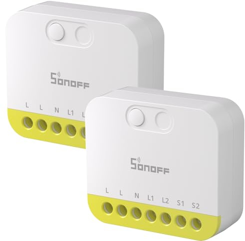 Interrupteur intelligent SONOFF MINI Duo-L Zigbee - Sans neutre, Zigbee 3.0, 2 canaux, 16A, compatible avec Alexa/Google Home, minuterie intelligente et automatisation, compact, pack de 2