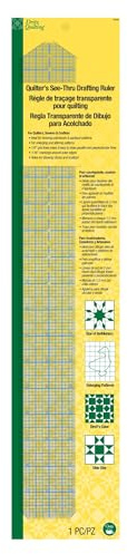 Dritz 3300 Quilter's See-Thru Drafting Ruler, 2 x 18-Inch