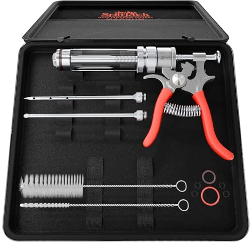 SpitJack Magnum Meat Injector Gun, Made in USA, 50ml BBQ Marinade Injector with 2 Stainless Steel Needles for Brisket, Pork Butt, Turkey and Smoked Meat
