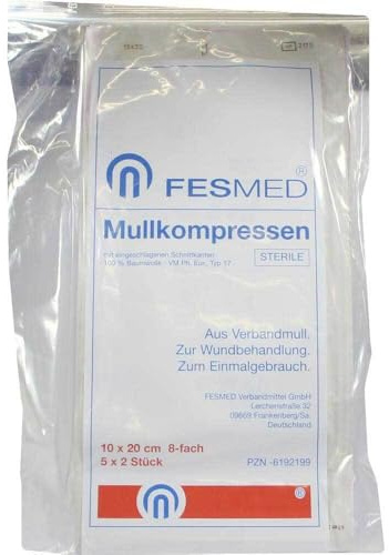 MULLKOMPRESSEN ES 10x20 cm steril 8fach 5X2 St