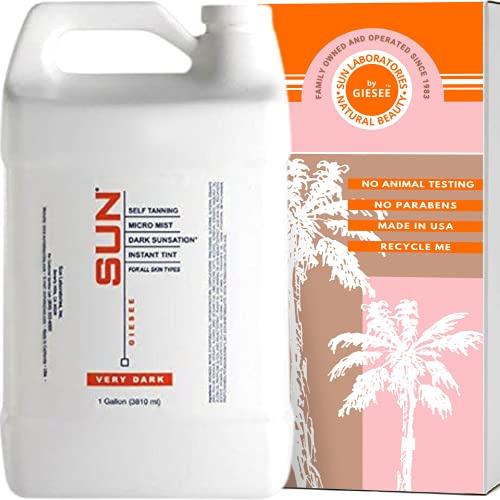 Dark Sunsation Spray Tan Solution 1 Gallon - Professional Airbrush Tanning Solution, Ultra Dark Self Tanner, Non-Toxic Sunless Tanning Spray, Fake Tan, Spray Tan, Tanning Spray for Perfect Glow