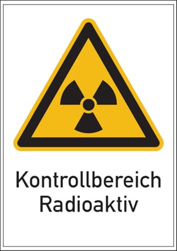 Schild Alu Kontrollbereich Radioaktiv nach DIN-Norm 25430 297x210mm