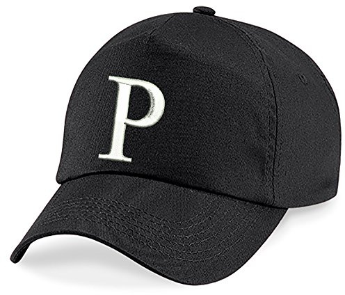 4sold Nya barn skolkepsar barn hatt sport alfabet A-Z pojke flicka justerbar basebollkeps svart, P, en storlek