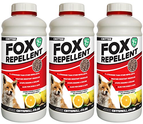 Critter Fox Repellent | Long Lasting Protection | Professional Strength | Weather Resistant (3 x 650g)