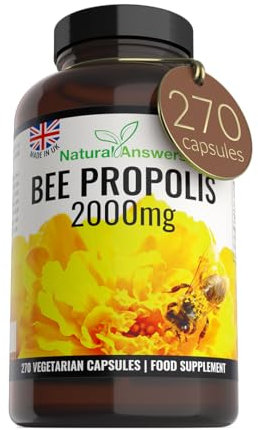 Natural Answers Pure Bee Propolis 2000mg – 270 Capsules 135 Servings - 100% Suitable for Vegetarians Bees Propoli