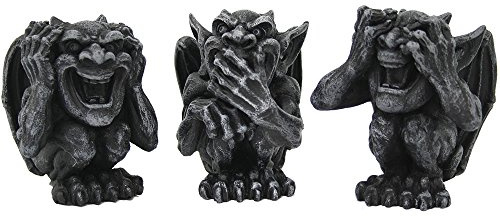 Pacific Giftware Funny and funny sea no evil, not talk, not hear Goblin Gargoyles collectible figure set.