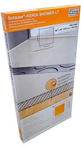 Schluter Kerdi 48 x 48 Linear Shower Tray Center Drain 1-3/8 Perimeter Height