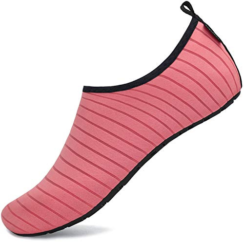 SAGUARO Chaussures de Plage pour Homme Femme Séchage Rapide Aquatiques Chaussettes Léger À l'aise Chaussons de Piscine Antidérapant Chaussures de Bain Rose Plage 38/39 EU
